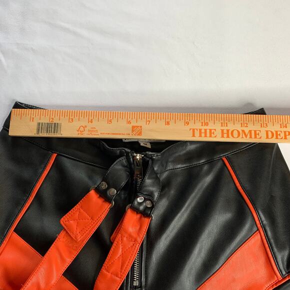 I.AM.GIA Faux Leather Moto Pants Orange Black Size M - Picture 8 of 16
